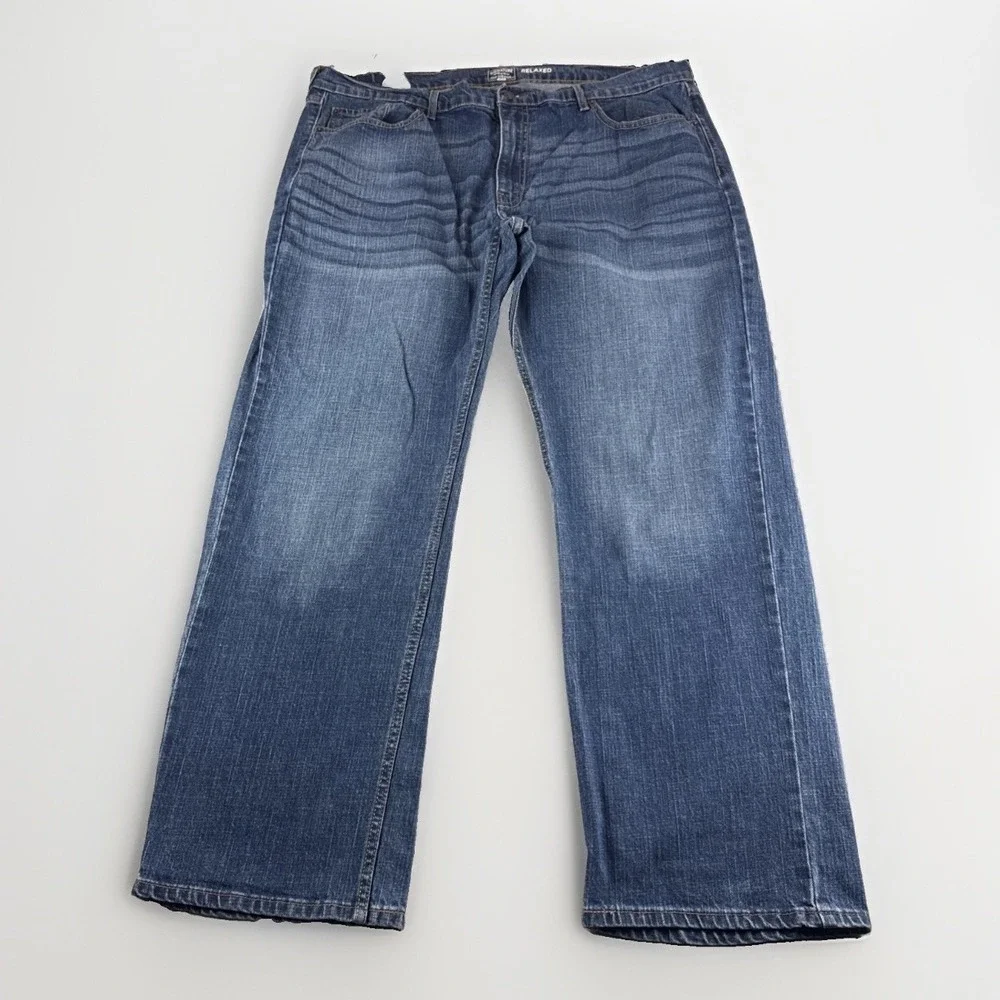 Signature Levi Strauss Gold Jeans Mens 42x32 Relaxed Blue Denim Pants Stretch